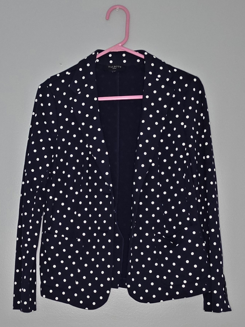 Talbots Navy and White Polka Dot Blazer